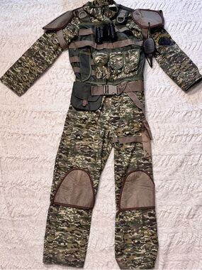 RARE Teetot & Co Kids Special Forces Costume 7-8 Tactical Camo Jumpsuit Army